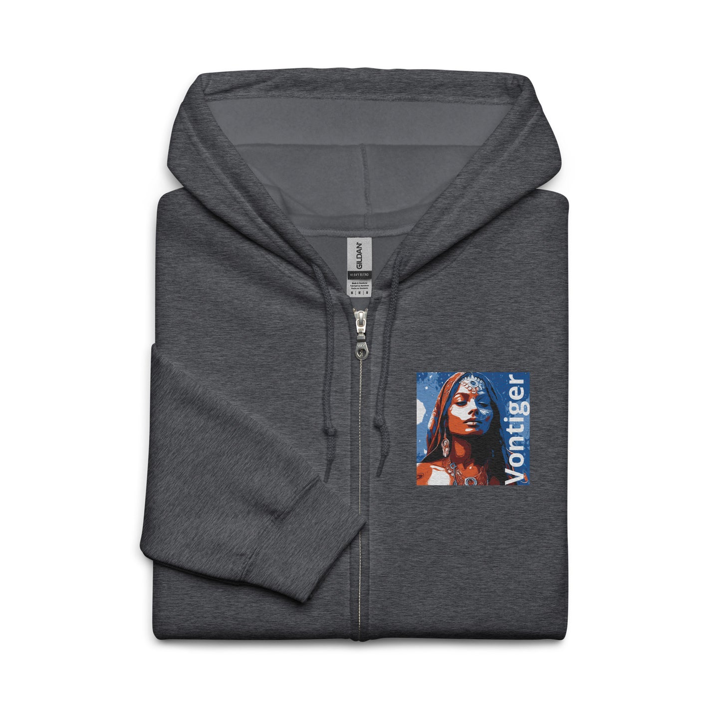 02 Unisex heavy blend zip hoodie Emb Love Unexpected Vontiger